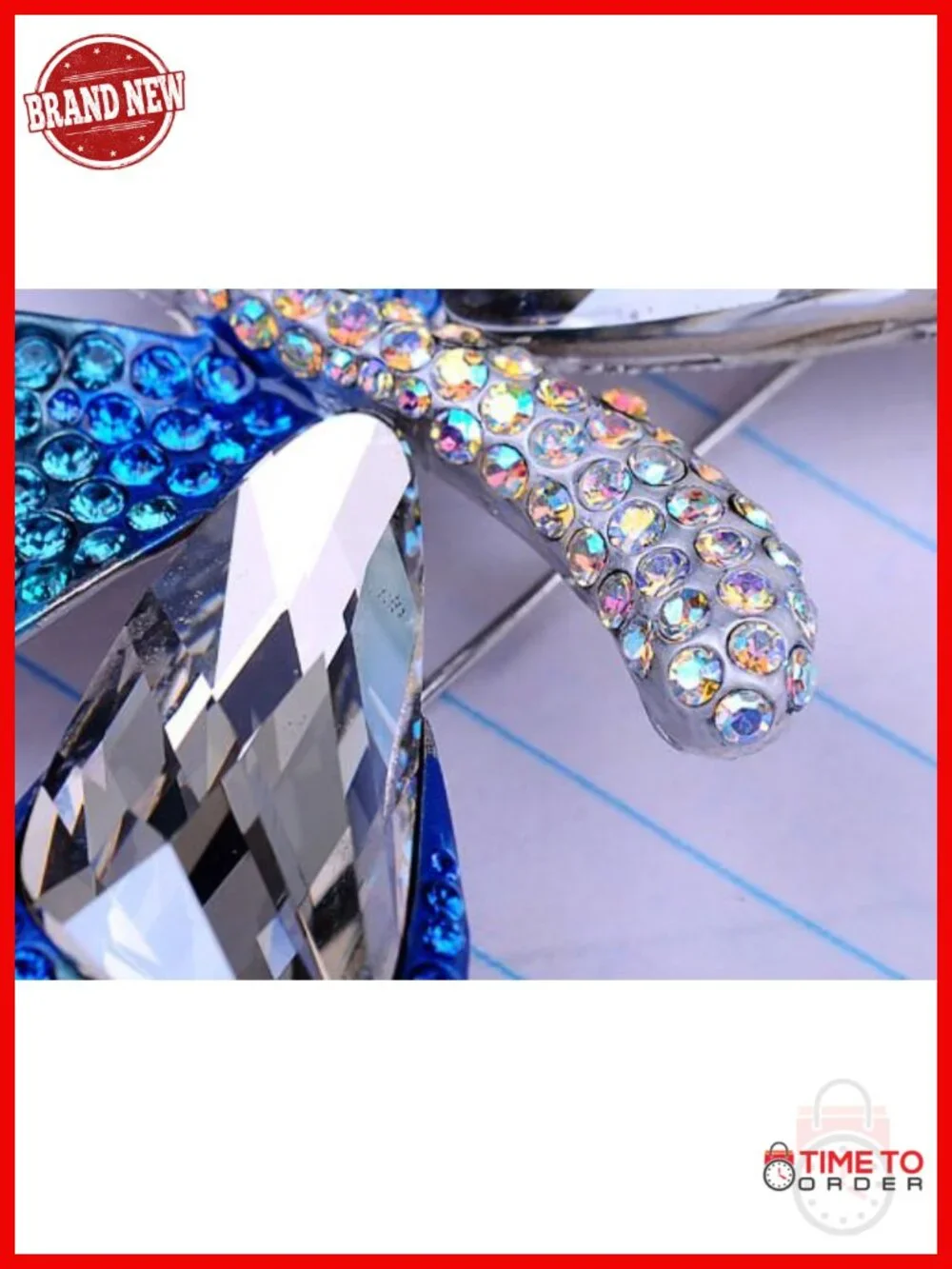 Shiny Crystal Butterfly Brooch Pin for Hat Bag Suit Tie - Picture 4 of 6